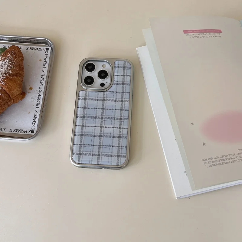 Korean Ins Epoxy Blue Plaid Pa – Phone Cases Blue recenzja i cena