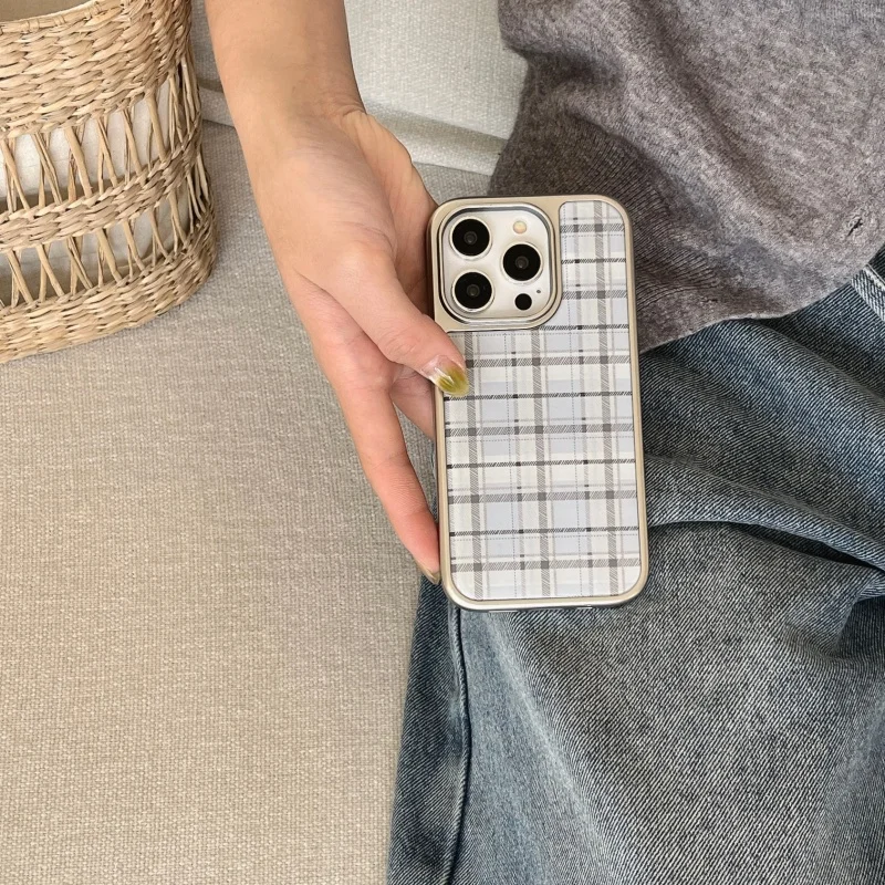 Korean Ins Epoxy Blue Plaid Pa – Phone Cases Blue recenzja i cena