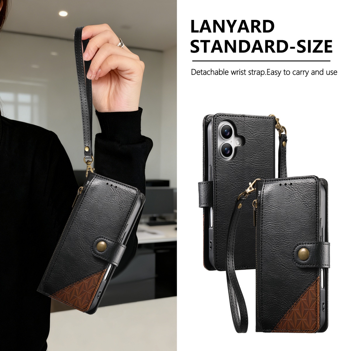 PU Leather Zipper Wrist Strap  – Phone Cases With Wallet recenzja i cena