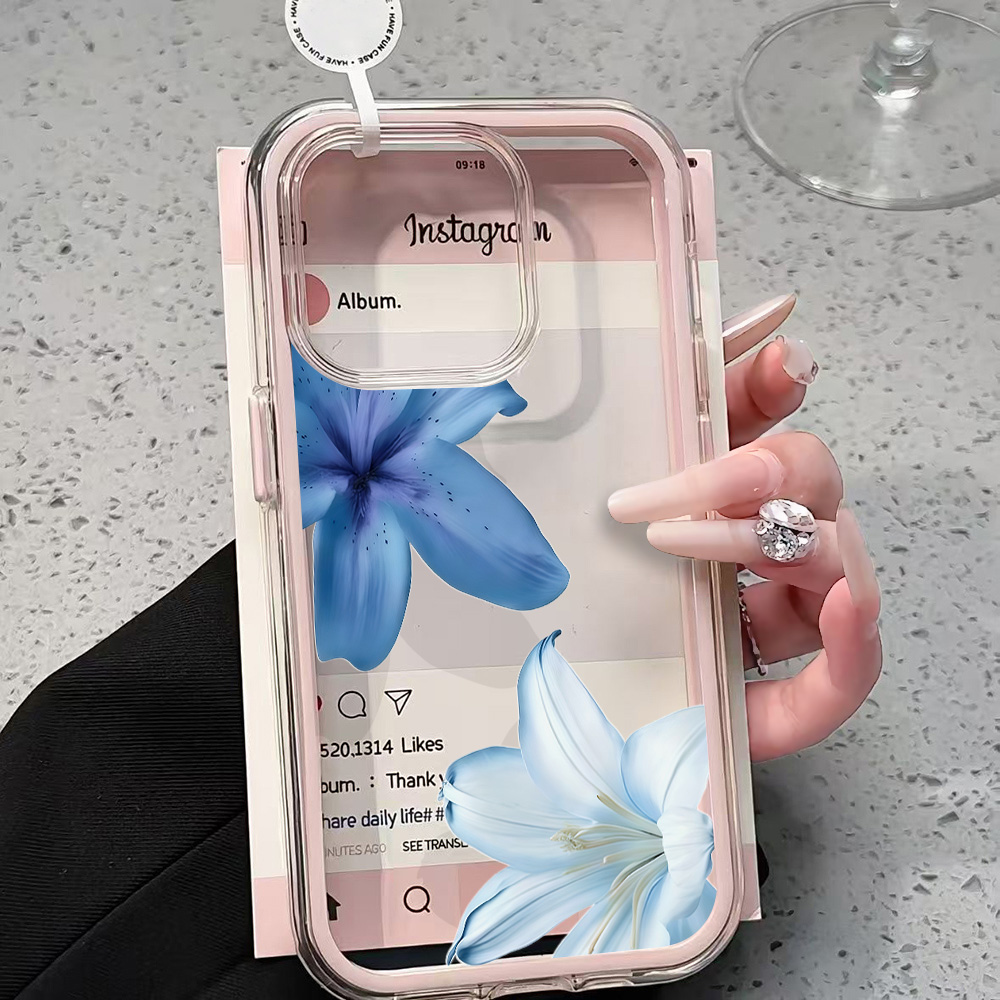 Blue Lily Flower Clear Phone C – Phone Cases Blue recenzja i cena