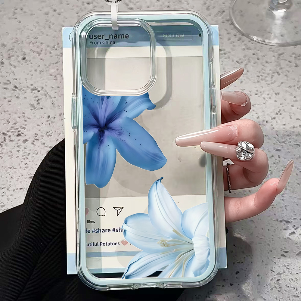 Blue Lily Flower Clear Phone C – Phone Cases Blue recenzja i cena