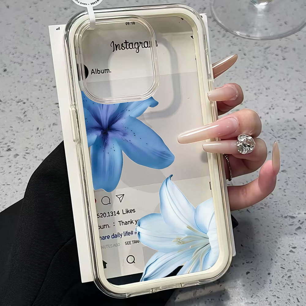 Blue Lily Flower Clear Phone C – Phone Cases Blue recenzja i cena