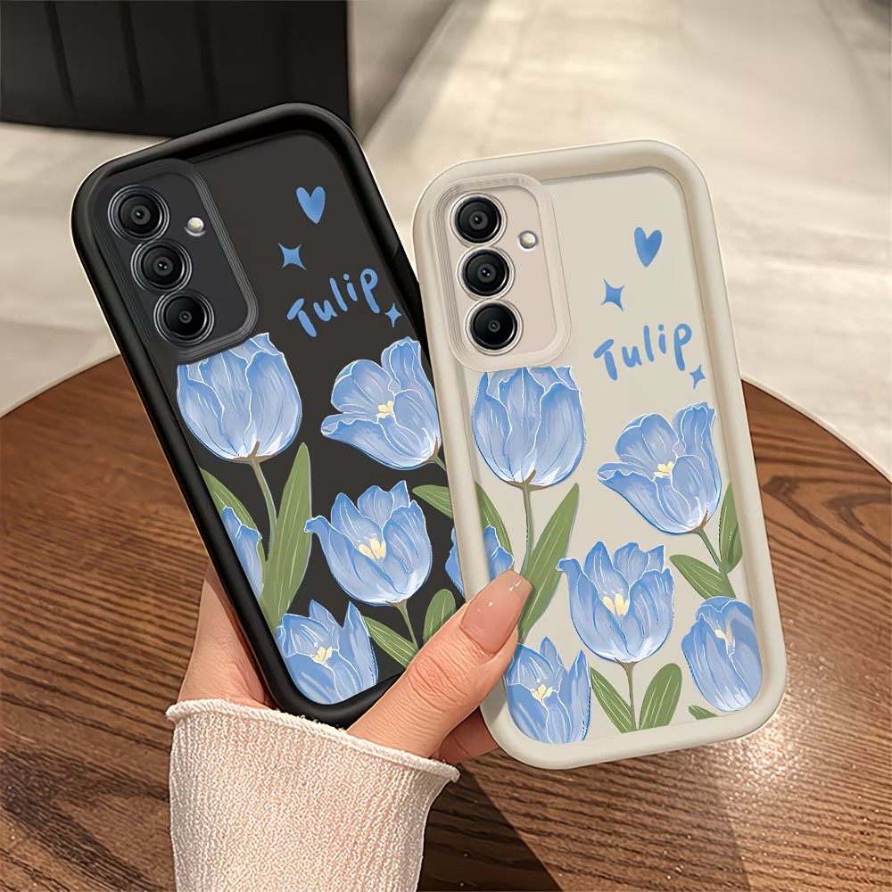 Blue Tulip Print Phone Case Fo – Phone Cases Blue recenzja i cena