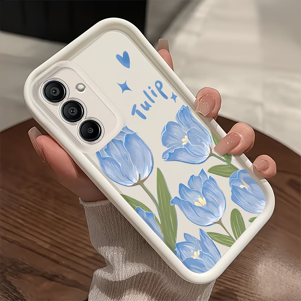 Blue Tulip Print Phone Case Fo – Phone Cases Blue recenzja i cena