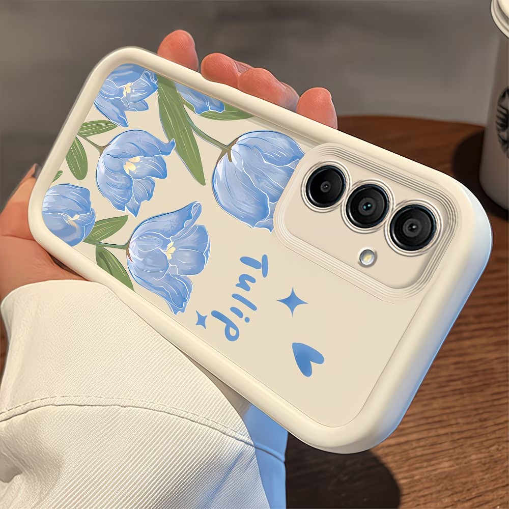 Blue Tulip Print Phone Case Fo – Phone Cases Blue recenzja i cena