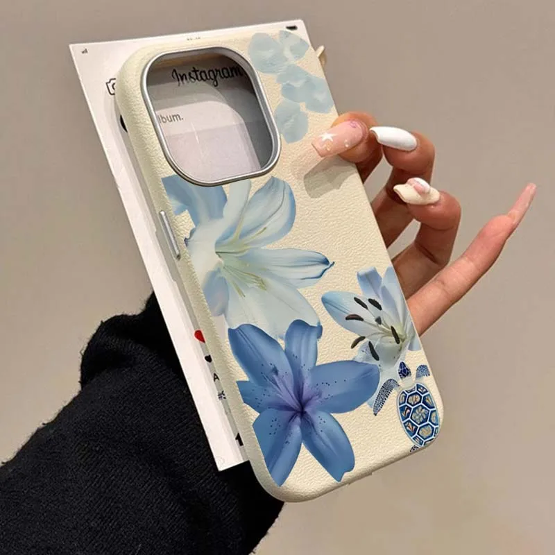 Elegant Blue Lily Fashion Patt – Phone Cases Blue recenzja i cena