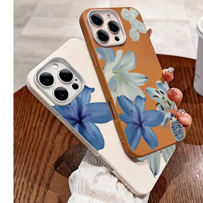Elegant Blue Lily Fashion Patt – Phone Cases Blue recenzja i cena