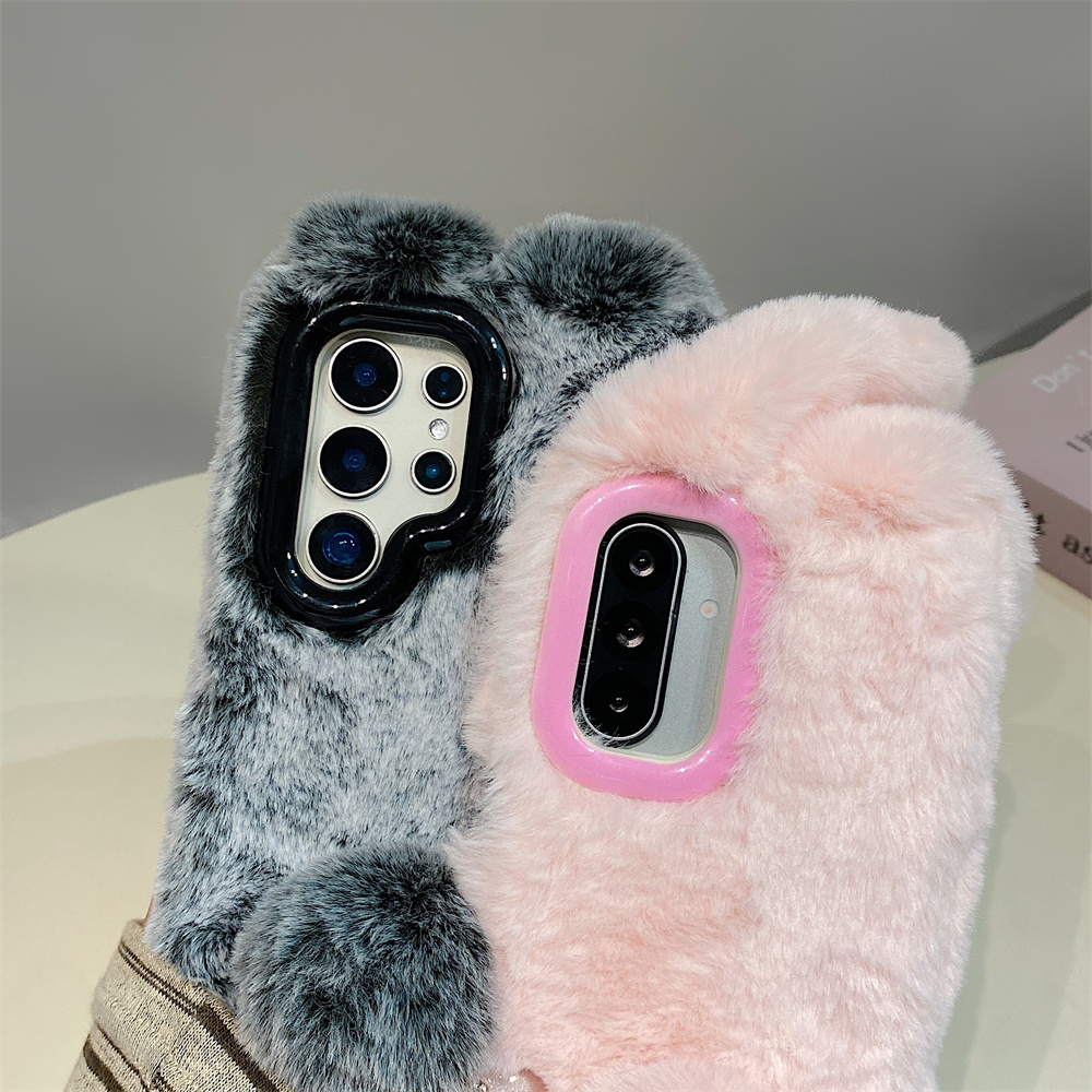 Cute Rabbit Ears Fluffy Stand  – Phone Cases For Samsung Galaxy recenzja i cena